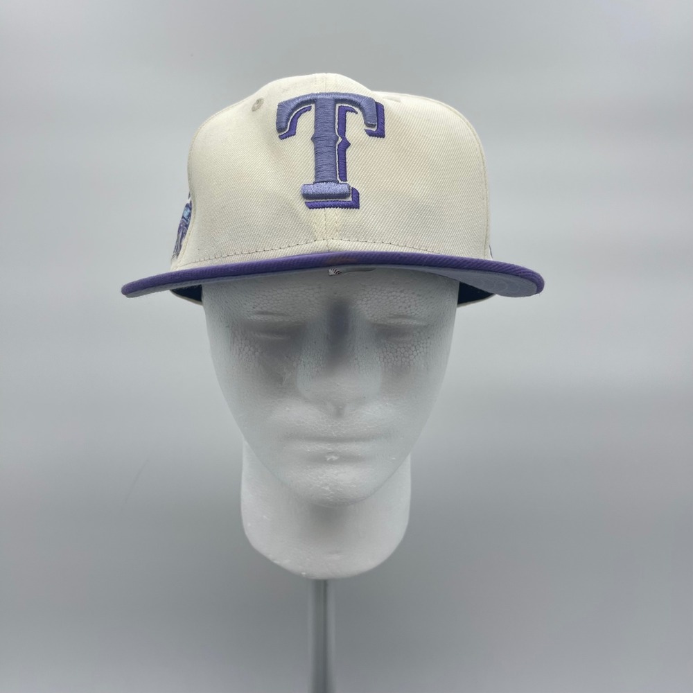 New Era 59FIFTY Texas Rangers 7‎ 1/8 Cream Purple 1995 All Star Game Fitted Hat